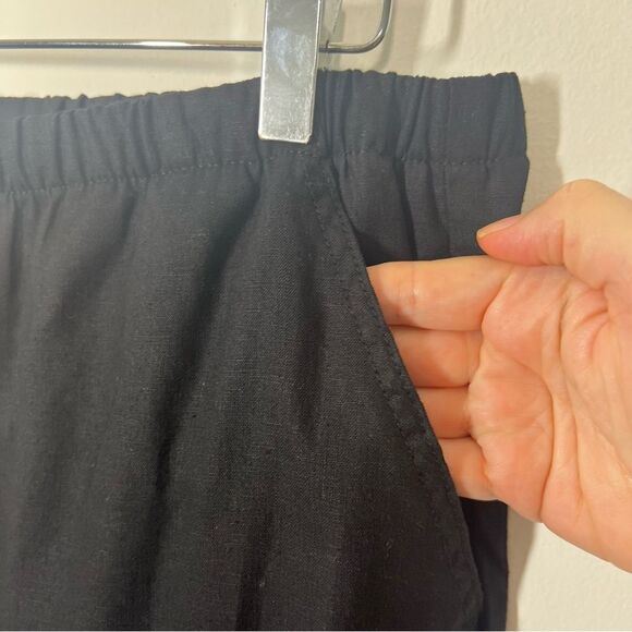 Apres June Women's Size Medium Tall NWT Black Linen Cotton Straight Leg Pants - Picture 6 of 11